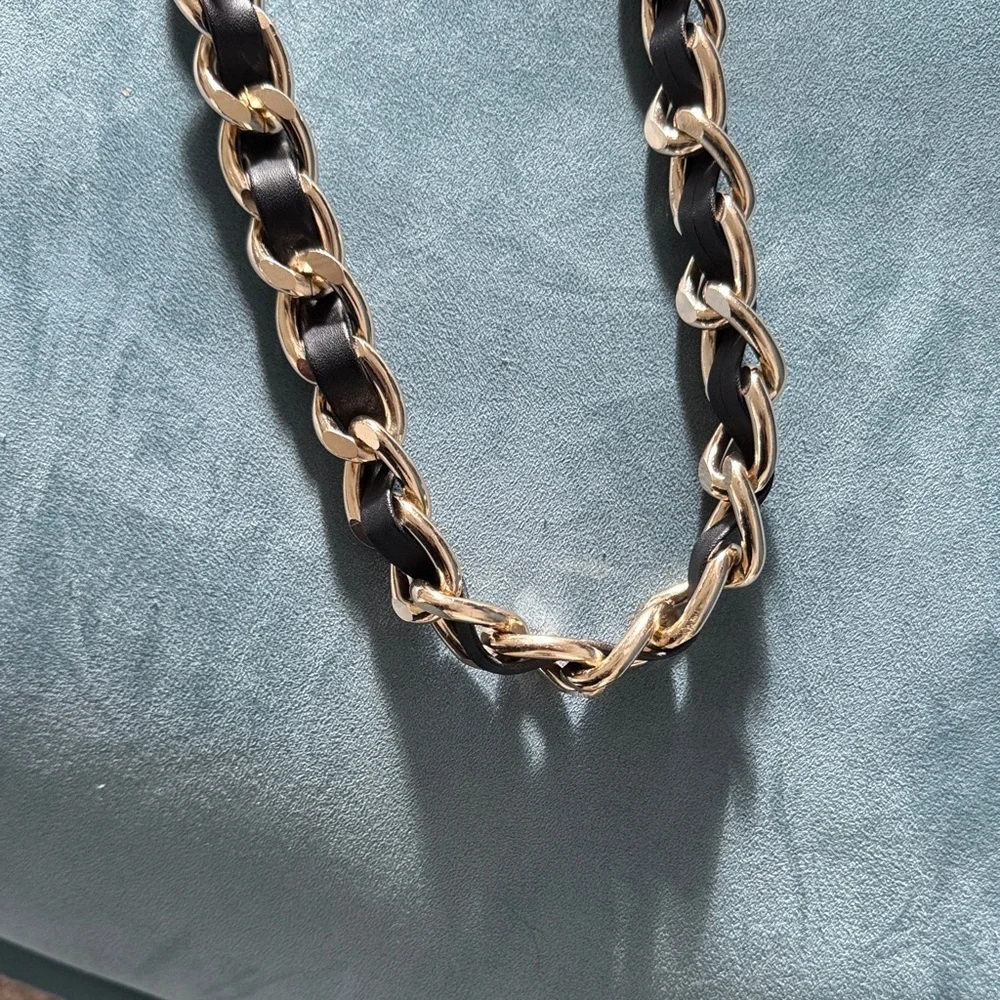 H&M Elegant Gold and Black Chain Belt